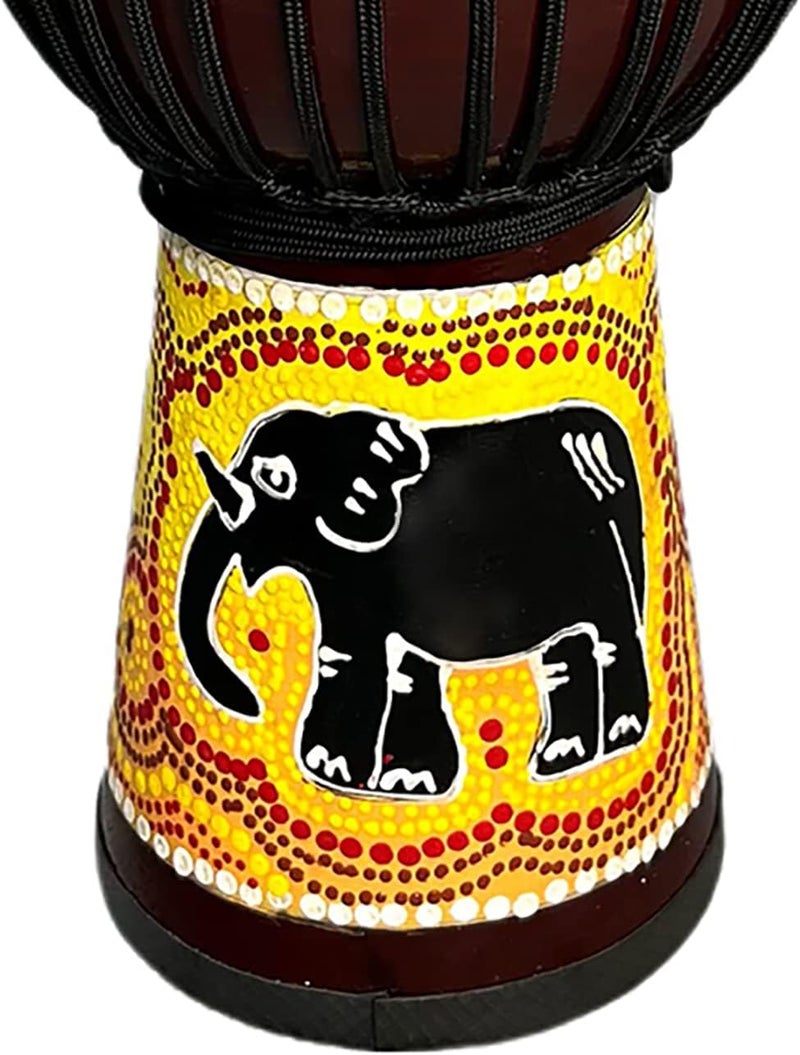 BORIYAM Djembe Drum Professionally Hand Carved, Goatskin Drum Head, From West African Style Tambourine, Bongo, Percussion (Yellow Elephant) - Image 4